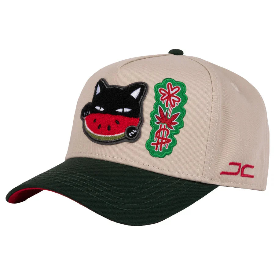 JC Gorras Gato Sandía Beige/Verde – Gorra con Bordado