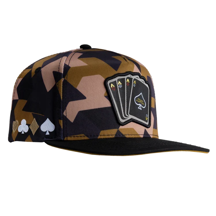 JC Gorras Póker Camuflaje Café – Gorra con Bordado