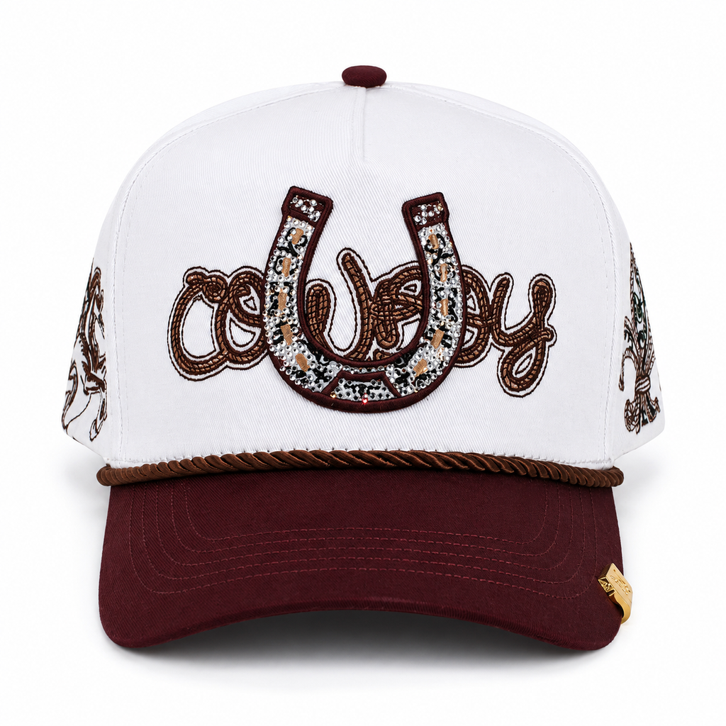 Gran Jefe TK Rancho Vaquero Blanco y Tinto – Gorra con Bordado
