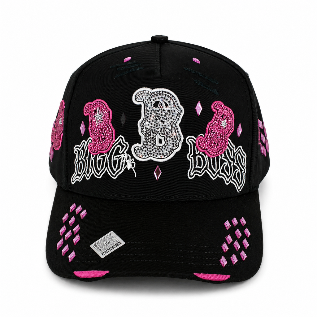 Gran Jefe Diamante Negro/Rosa – Gorra con Pedrería