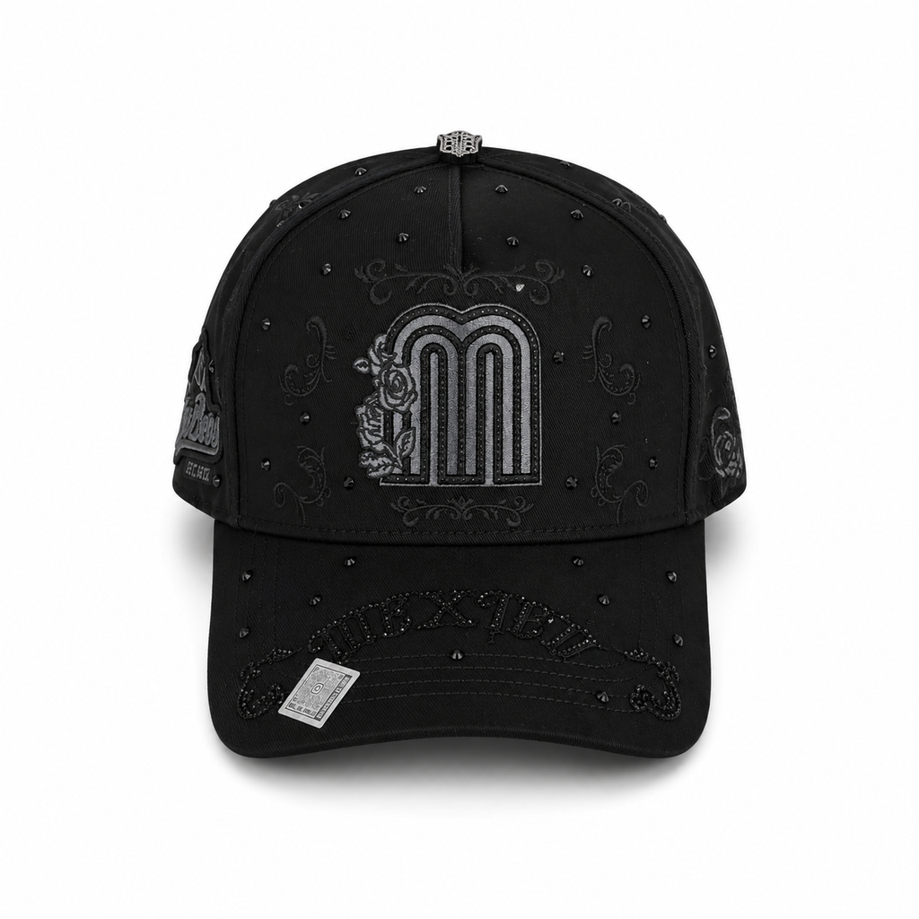 Gran Jefe México Brillos Negra – Gorra con Pedrería