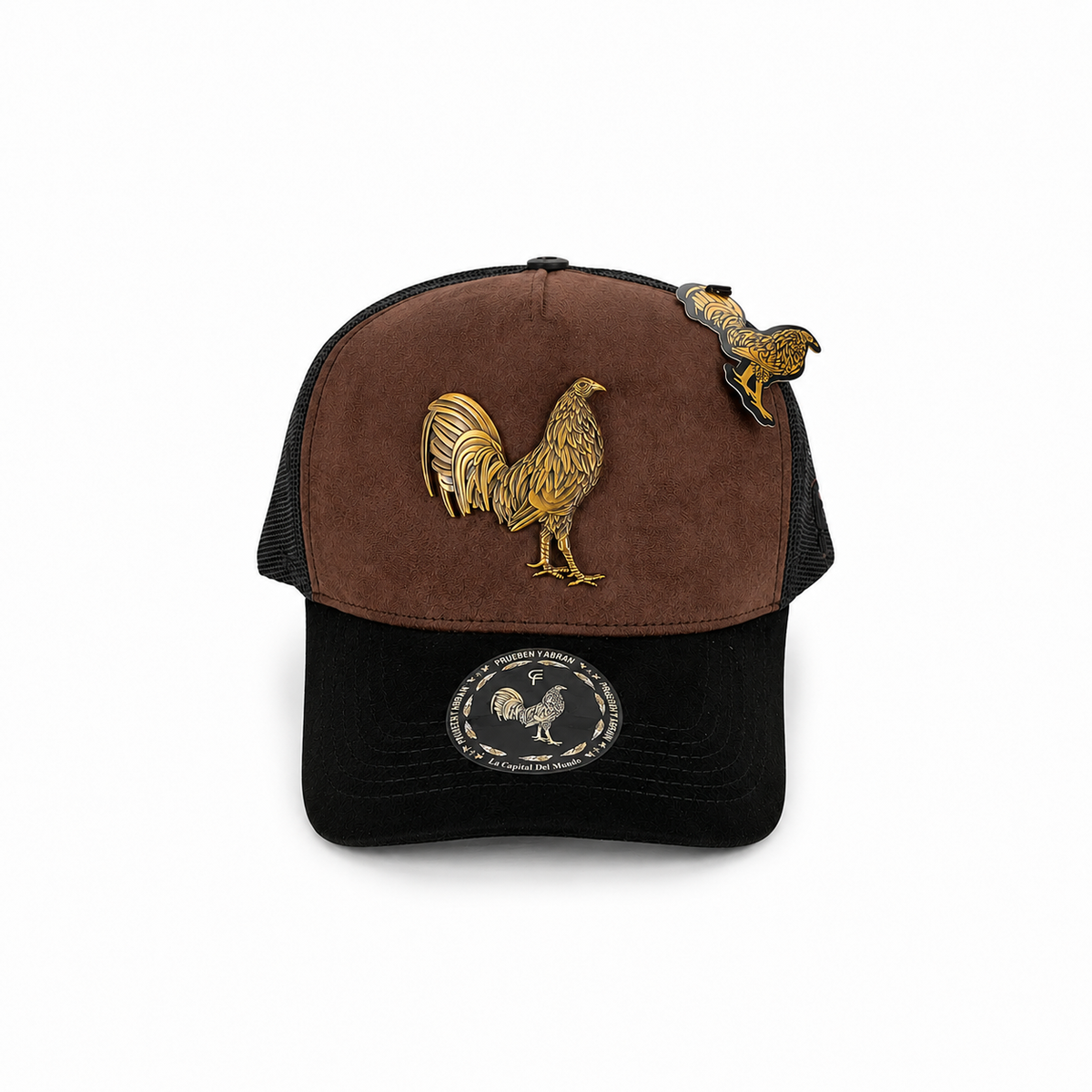 Gorras Florencia Gallo Café Placa Dorada – Gorra con Placa Metálica