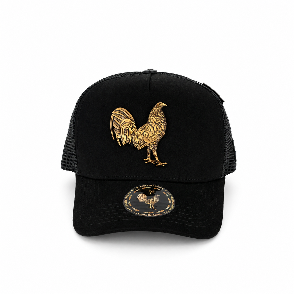 Gorras Florencia Gallo Negra Placa Dorada – Gorra con Placa Metálica