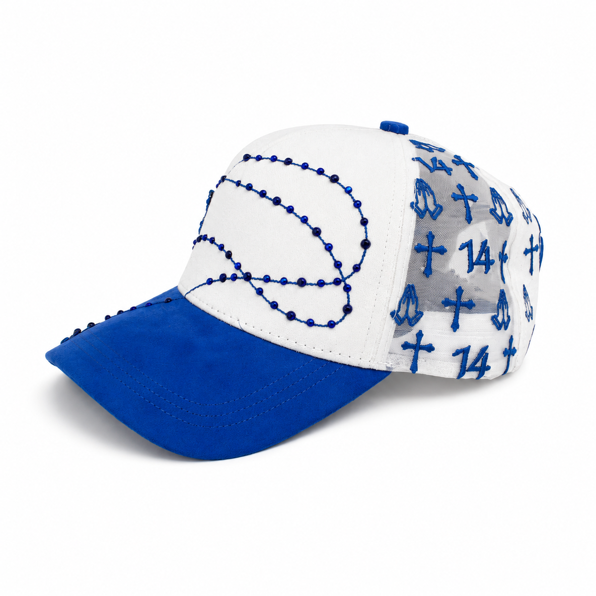 JC Gorras Éxodo Blanco y Azul – Gorra con Bordado
