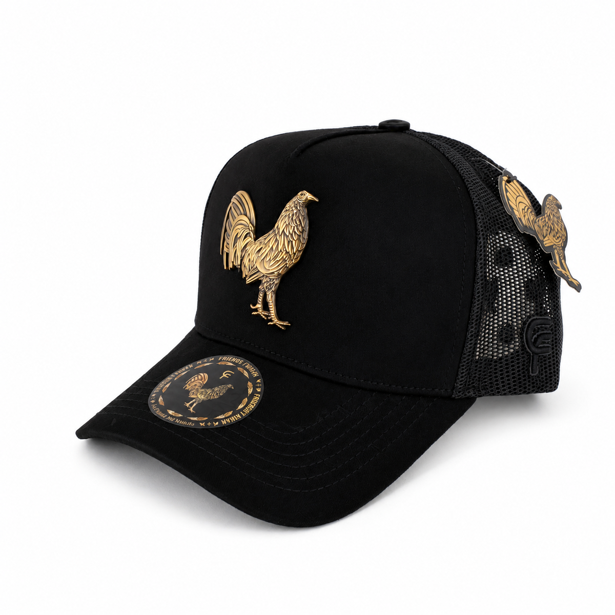 Gorras Florencia Gallo Negra Placa Dorada – Gorra con Placa Metálica