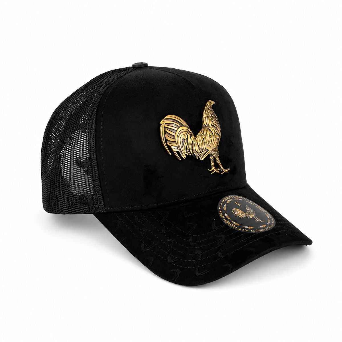 Gorras Florencia Gallo Negra Placa Dorada – Gorra con Placa Metálica