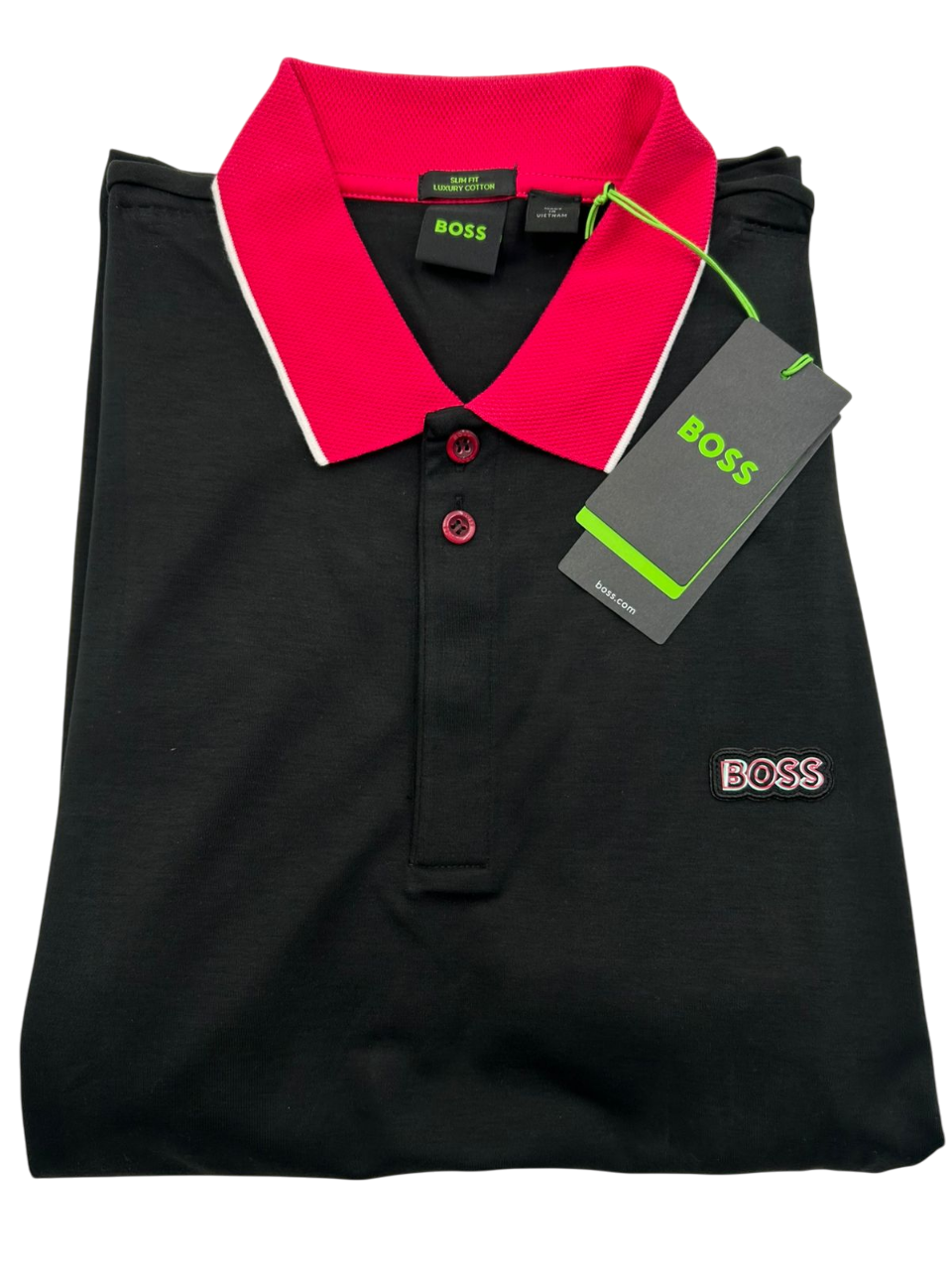 POLO BOSS PAULE 1 NEGRA ROJA