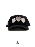 Gorras Soñador Trébol Negra – Gorra con Pedrería y Acabado de Gamuza + Set Completo