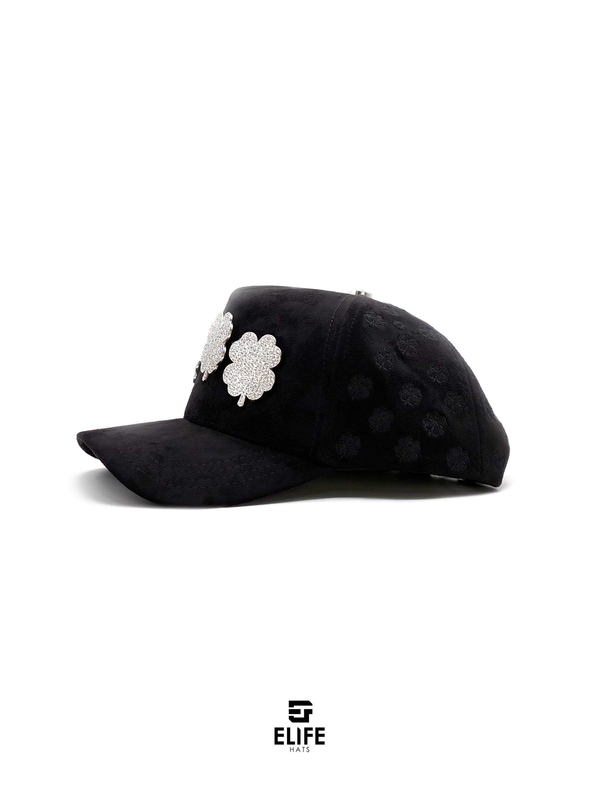 Gorras Soñador Trébol Negra – Gorra con Pedrería y Acabado de Gamuza + Set Completo