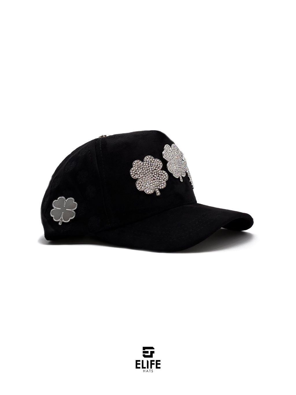 Gorras Soñador Trébol Negra – Gorra con Pedrería y Acabado de Gamuza + Set Completo