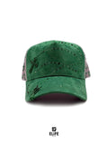 JC Gorras Éxodo Verde – Gorra con Pedrería y Acabado de Gamuza
