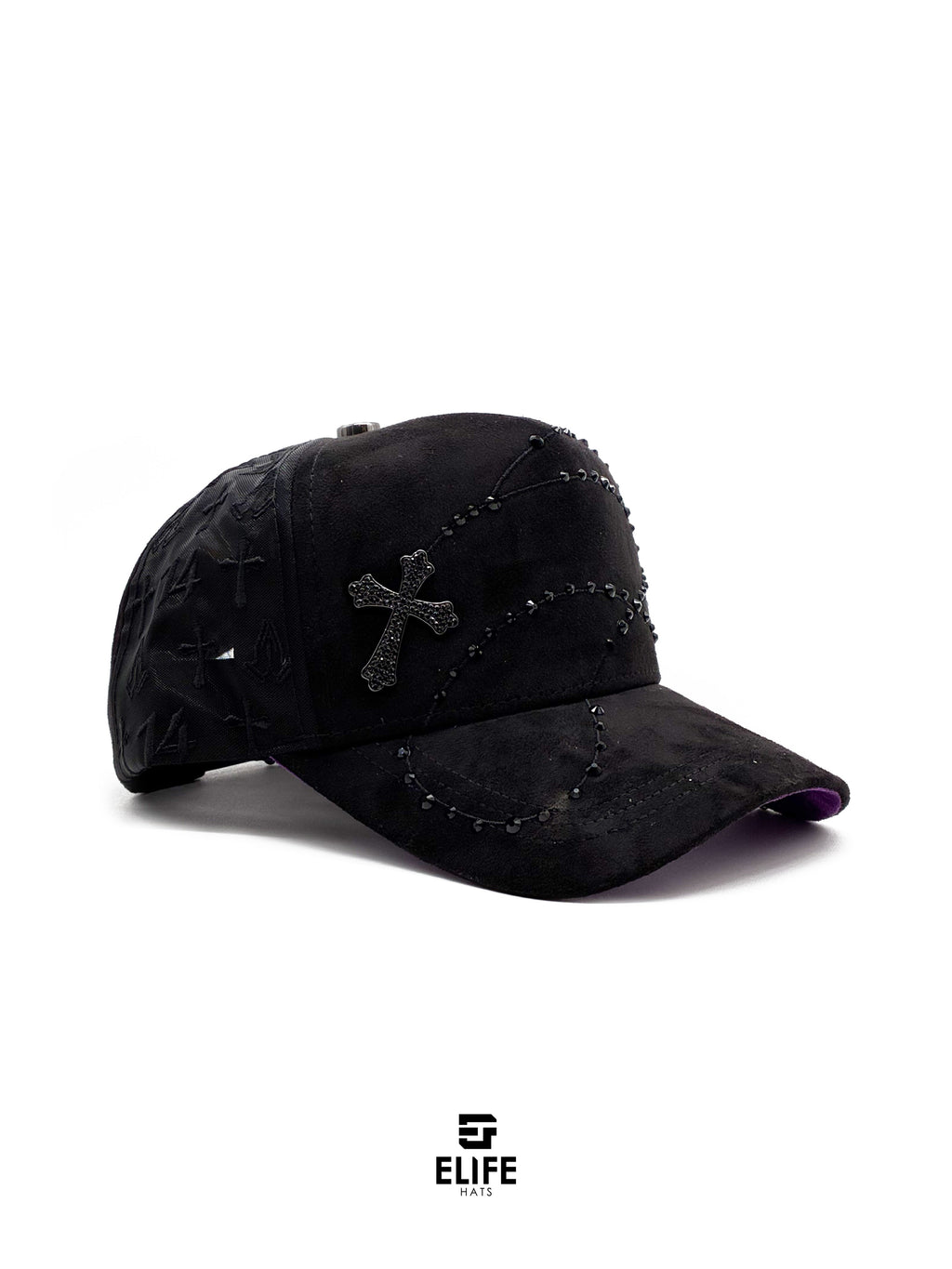JC Gorras Éxodo Negra – Gorra con Pedrería y Acabado de Gamuza
