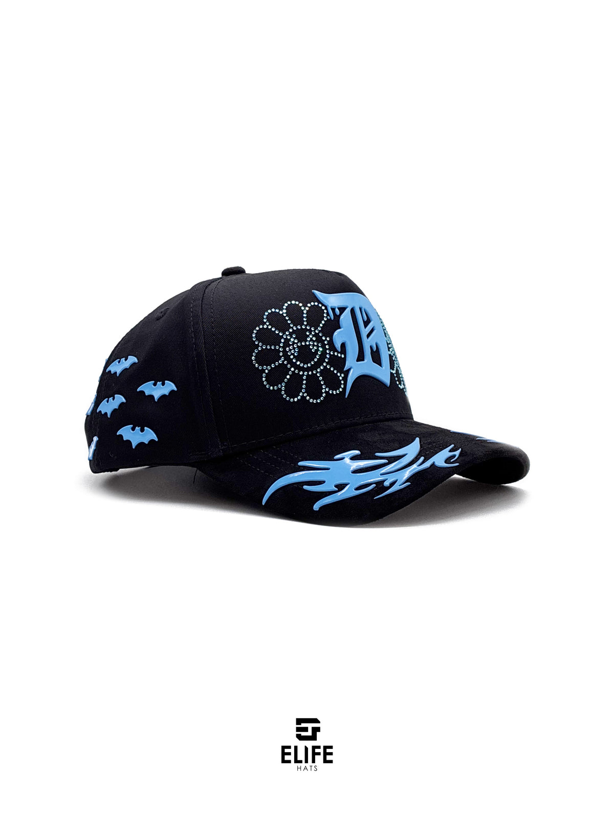 Innedit x Soñador x Ya No x Club de la Fama Génesis Azul – Gorra con Pedrería y Acabado de Gamuza