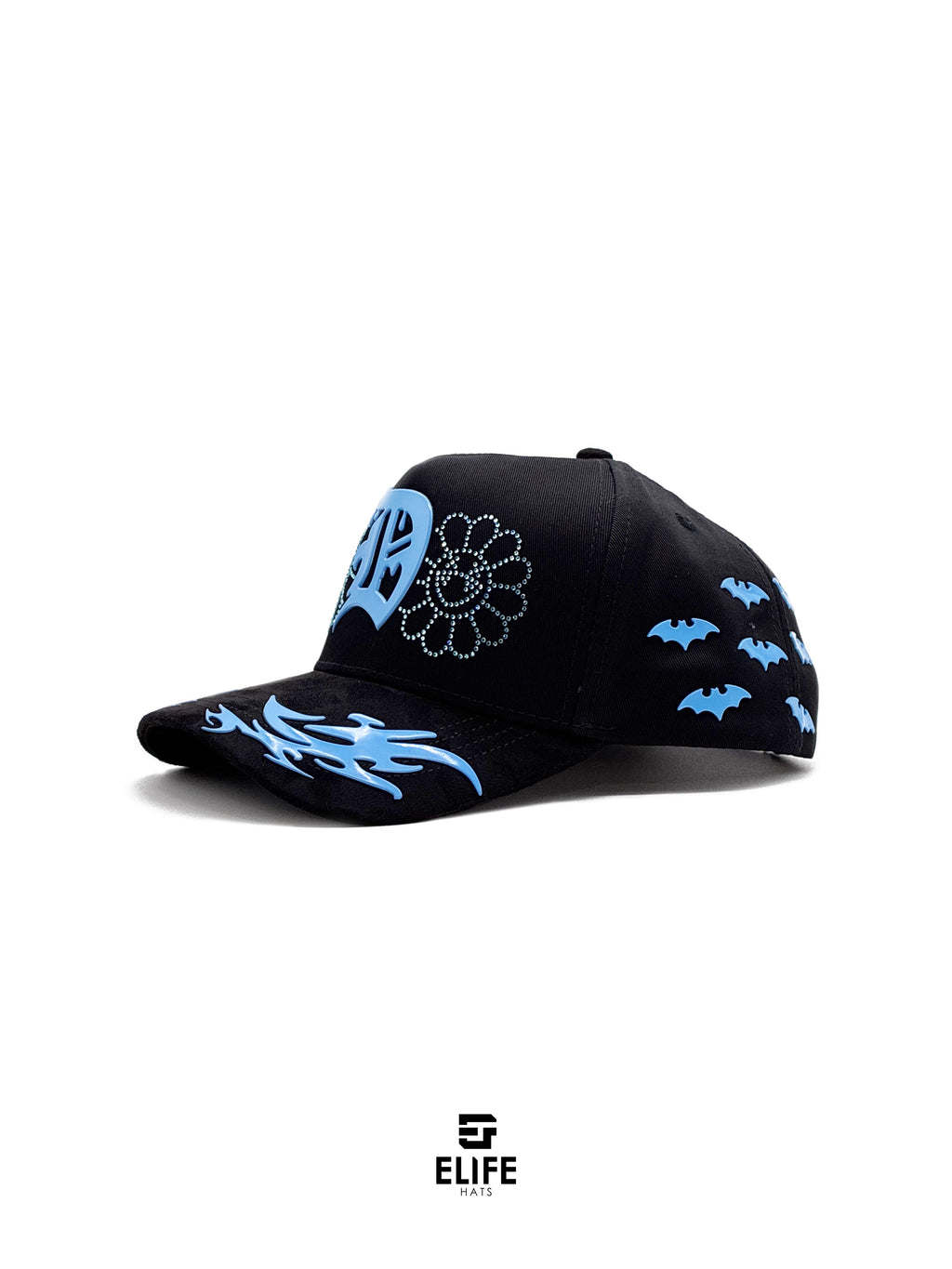 Innedit x Soñador x Ya No x Club de la Fama Génesis Azul – Gorra con Pedrería y Acabado de Gamuza