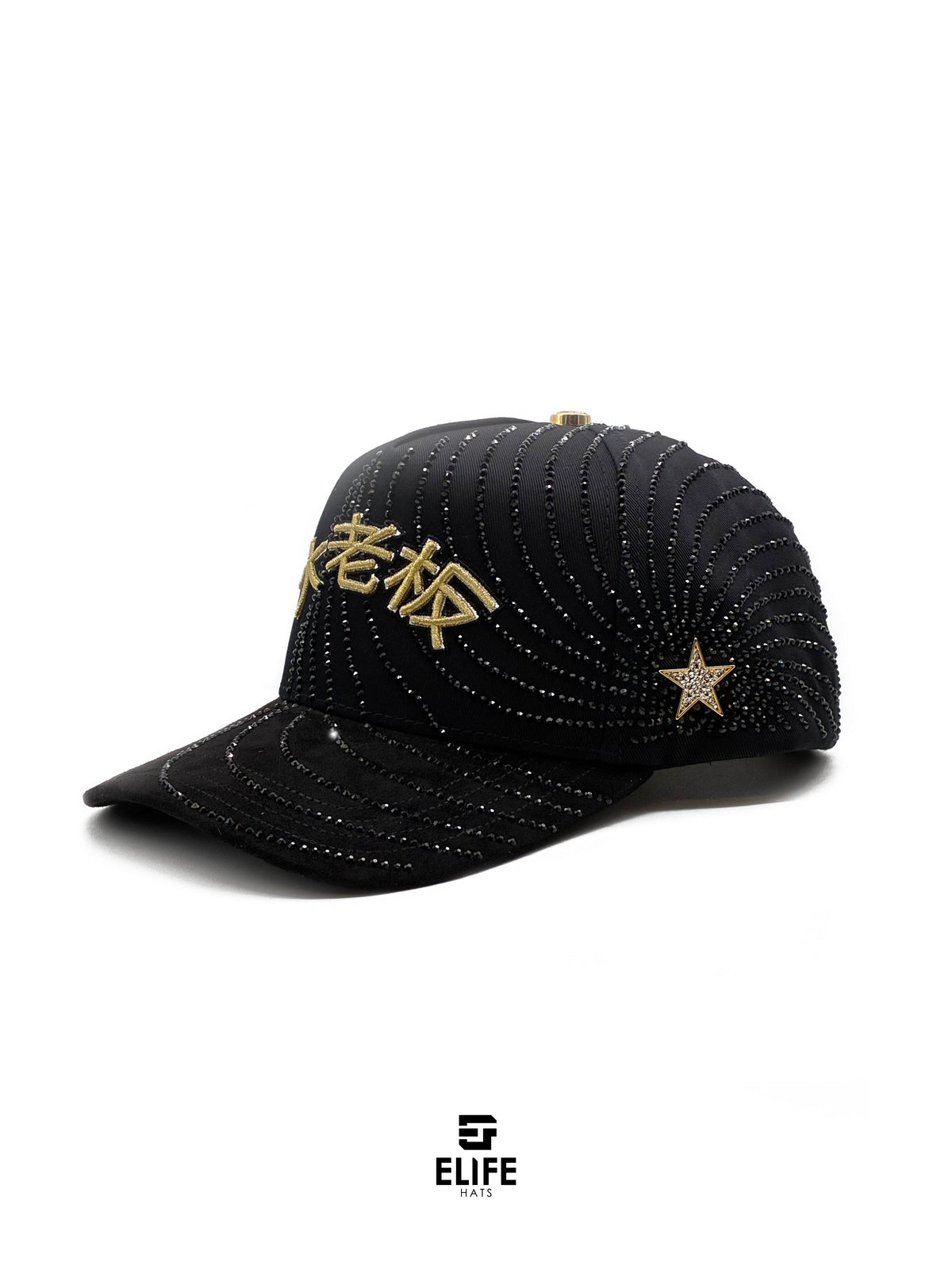 Gran Jefe Letras Japonesas Dorada – Gorra con Bordado y Pedrería