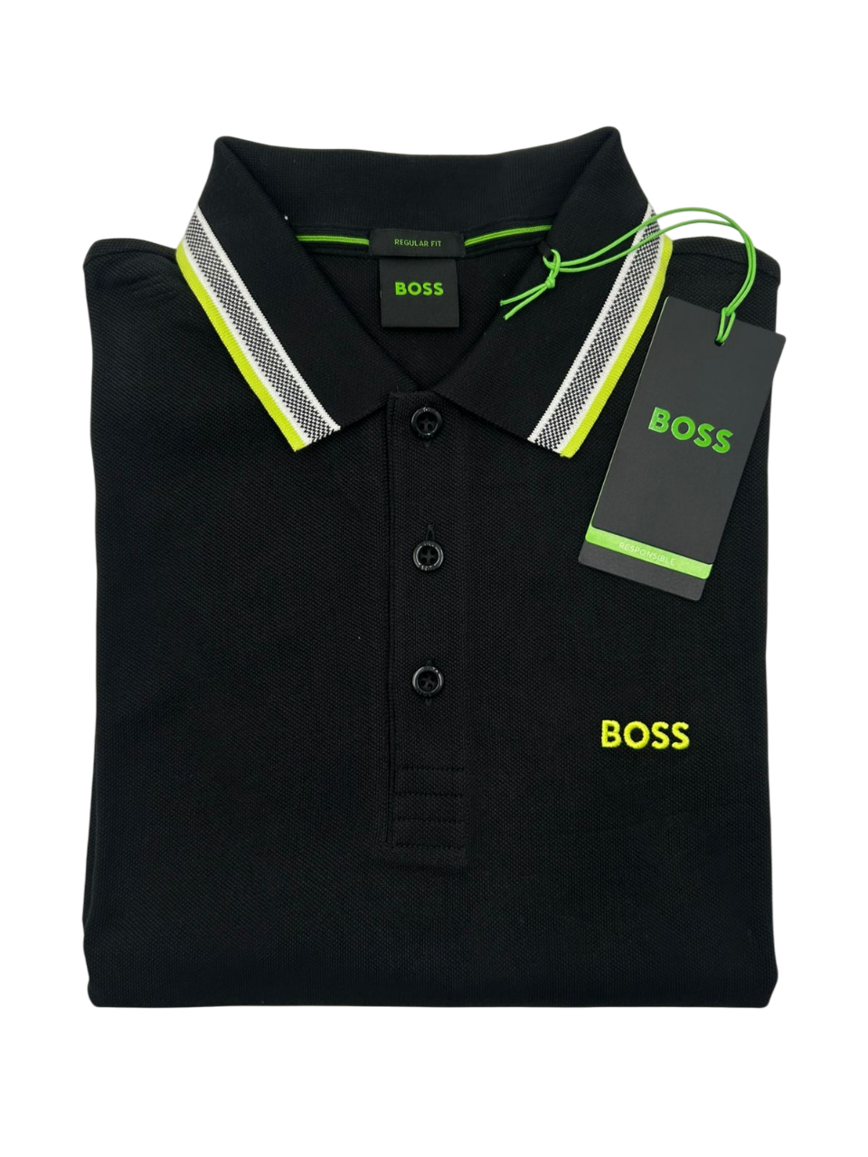 Polo  Boss Paddy Negra Amarillo