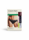 Pack de 3 bragas bikini Calvin Klein de algodón elástico para mujer con cinturilla de logo.