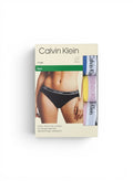 ELIFE BOUTIQUE pack de 3 bragas bikini Calvin Klein de algodón elástico en colores azul, amarillo y rosa con cinturilla de logo.