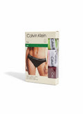 Pack de 3 bragas bikini Calvin Klein de algodón elástico para mujer, con cintura con logo. Colores: negro, blanco, rosa y verde.