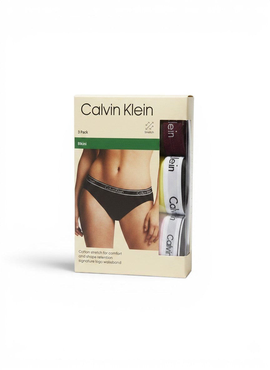 ELIFE BOUTIQUE: Pack de 3 bragas bikini Calvin Klein de algodón elástico para mujer con cintura con logo.