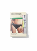 Pack de 3 braguitas bikini Calvin Klein de algodón elástico en negro, rosa, amarillo y burdeos con cinturilla de logo.