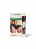 Pack de 3 braguitas bikini Calvin Klein de algodón elástico con cintura con logo. Colores: negro, blanco y burdeos.