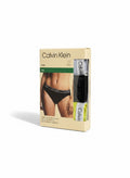 Pack de 3 braguitas bikini Calvin Klein de algodón elástico para mujer con cintura con logo. Colores negro, gris y amarillo.