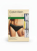 ELIFE BOUTIQUE Pack de 3 braguitas bikini Calvin Klein de algodón elástico con cintura de logo, en negro, azul, amarillo y rosa.