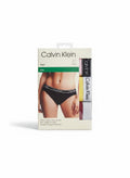 Pack de 3 braguitas bikini Calvin Klein de algodón elástico para mujer, con cintura con logo. Colores: negro, rosa, amarillo y burdeos.