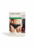 Pack de 3 braguitas bikini Calvin Klein de algodón elástico en negro, rosa, burdeos y amarillo con cintura con logo.