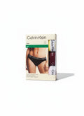Pack de 3 braguitas bikini Calvin Klein de algodón elástico en negro, amarillo, burdeos y rosa con cintura con logo.
