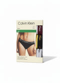 Pack de 3 braguitas bikini Calvin Klein de algodón elástico para mujer en negro, burdeos, amarillo y gris con cinturilla de logo.