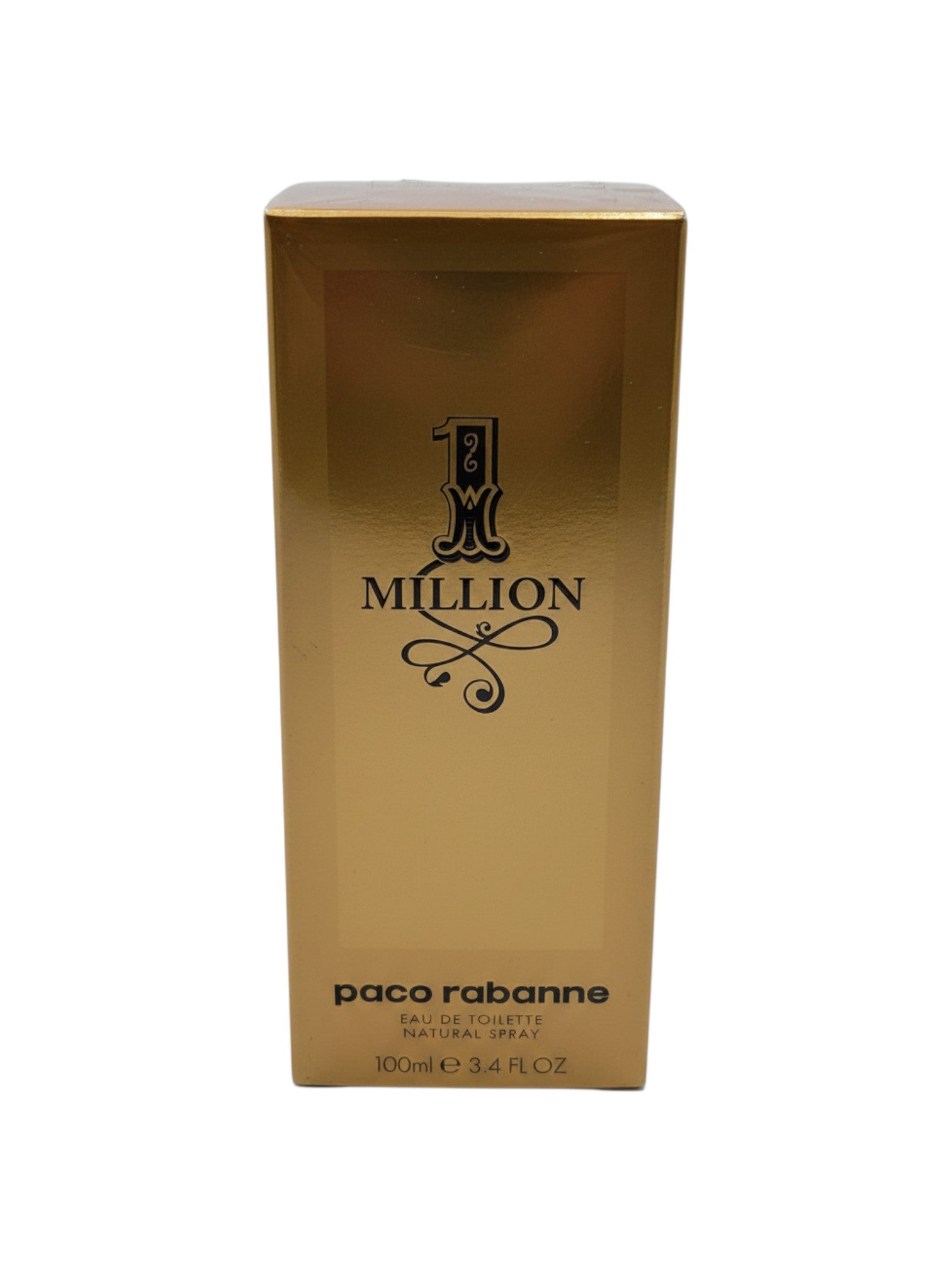 El perfume 1 Million de Paco Rabanne para hombre, 100ml Eau de Toilette en su caja dorada de lujo.