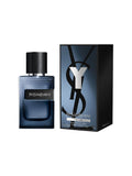Perfume Yves Saint Laurent L'Elixir para hombre en frasco azul marino con tapa negra y caja a juego. Fragancia de lujo.