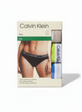 ELIFE BOUTIQUE Pack de 3 bragas bikini Calvin Klein de algodón elástico para mujer con cintura con logo.