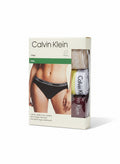 Pack de 3 bragas bikini Calvin Klein de algodón elástico para mujer con cintura con logo. Colores: negro, beige, amarillo y burdeos.