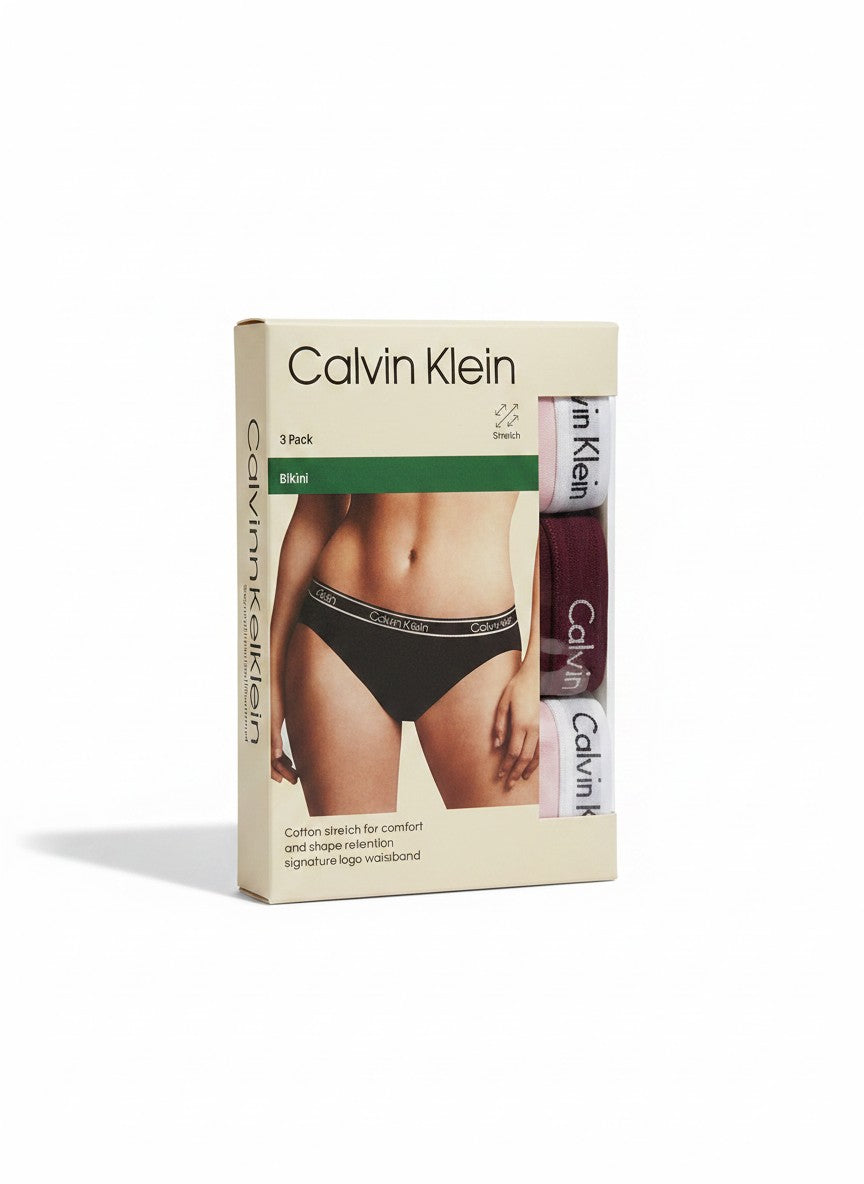 ELIFE BOUTIQUE pack de 3 bragas bikini Calvin Klein de algodón elástico con cintura de logo.