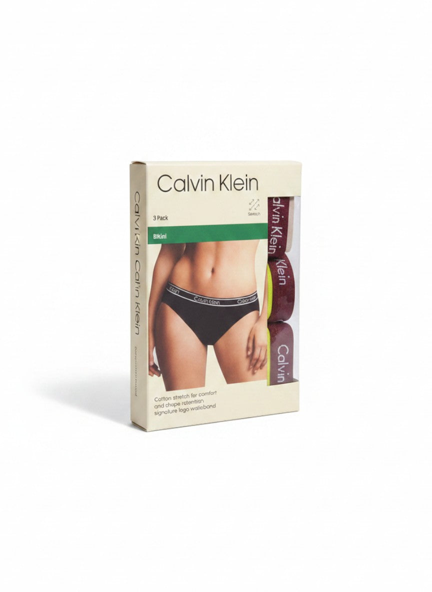 ELIFE BOUTIQUE - Pack de 3 bragas bikini Calvin Klein negras de algodón elástico con cinturilla de logo.