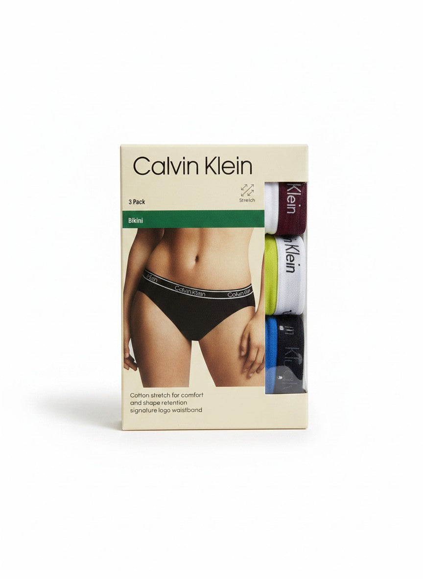 ELIFE BOUTIQUE pack de 3 braguitas bikini Calvin Klein de algodón elástico con cintura de logo.