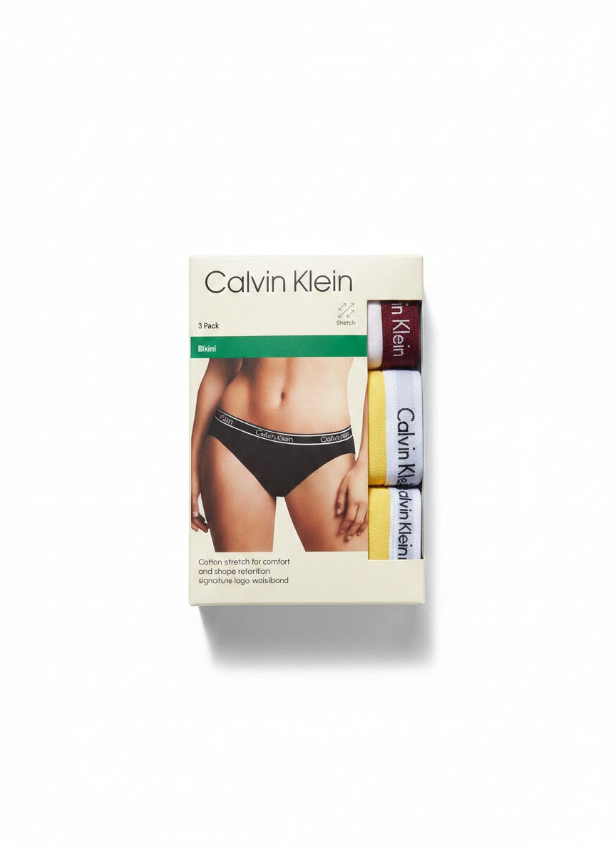 ELIFE BOUTIQUE pack de 3 braguitas bikini Calvin Klein de algodón elástico con cintura con logo.