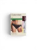 Pack de 3 braguitas bikini Calvin Klein de algodón elástico en burdeos, rosa y amarillo con cintura con logo.