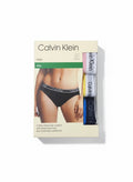 ELIFE BOUTIQUE pack de 3 braguitas bikini Calvin Klein de algodón elástico con cintura con logo, en negro, rosa, amarillo y azul.