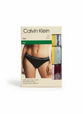 Pack de 3 braguitas bikini Calvin Klein de algodón elástico negro con cintura con logo.