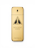 Frasco dorado de perfume Paco Rabanne 1 Million Elixir para hombre, 3.4 oz. Diseño de lujo con detalles grabados.