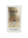 Elife Boutique presenta Paco Rabanne FAME Eau de Parfum para mujer, 2.7 oz. Frasco de lujo con diseño icónico.