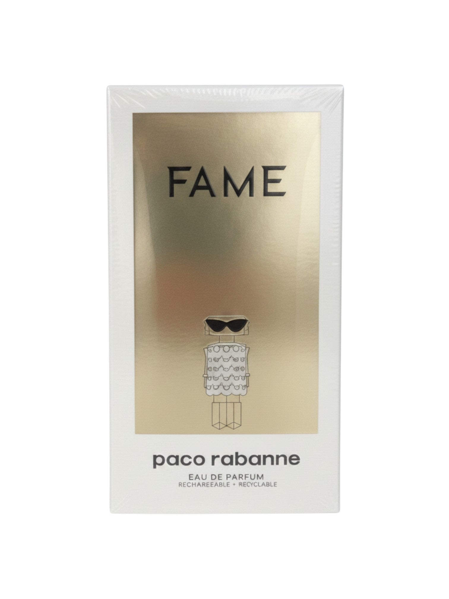 Elife Boutique presenta Paco Rabanne FAME Eau de Parfum para mujer, 2.7 oz. Frasco de lujo con diseño icónico.