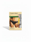ELIFE BOUTIQUE: Pack de 3 braguitas bikini Calvin Klein de algodón elástico en negro, rosa, amarillo y burdeos con cinturilla de logo.