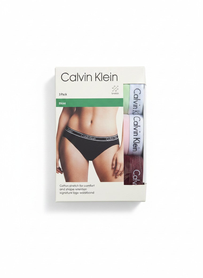 ELIFE BOUTIQUE: Pack de 3 braguitas bikini Calvin Klein de algodón elástico negro con cinturilla de logo.